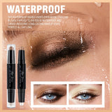 Dual-Ended Eyeshadow Stick,  Matte & Shimmer, Waterproof Long-Lasting 3-Color Creamy Pencil, Smoky & Natural, Xmas Winter