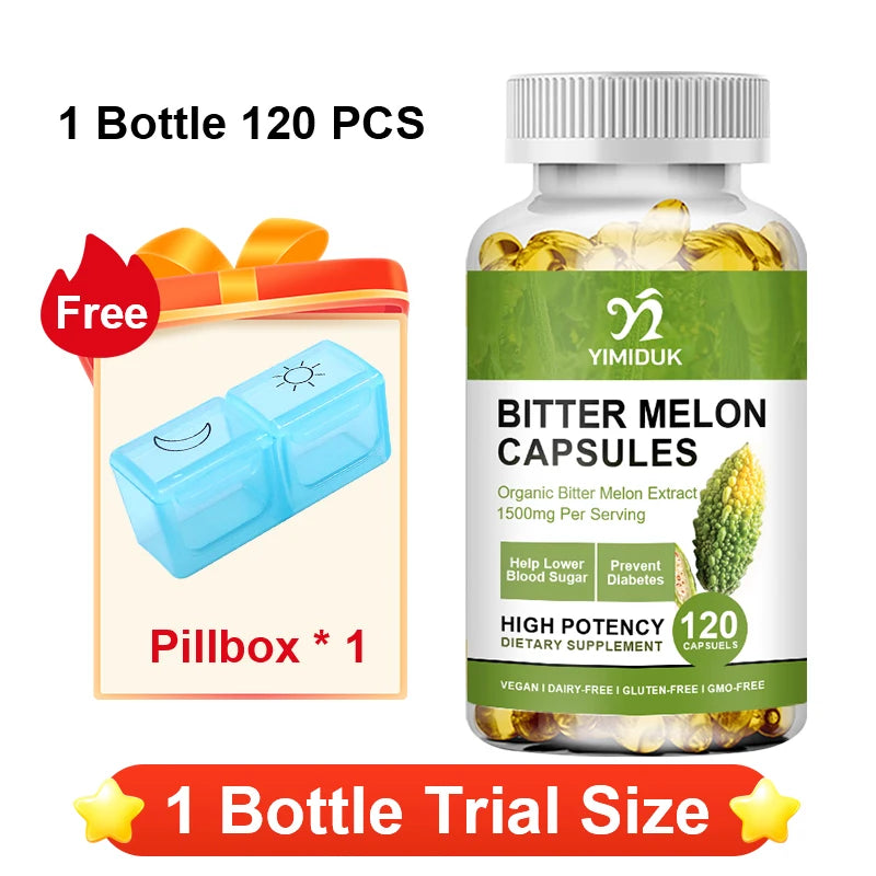 Pure Bitter Melon Capsules, with Ginseng & Chromium, Support Pancreatic Health, Glycemic Stability, Daily Energy & Vitality