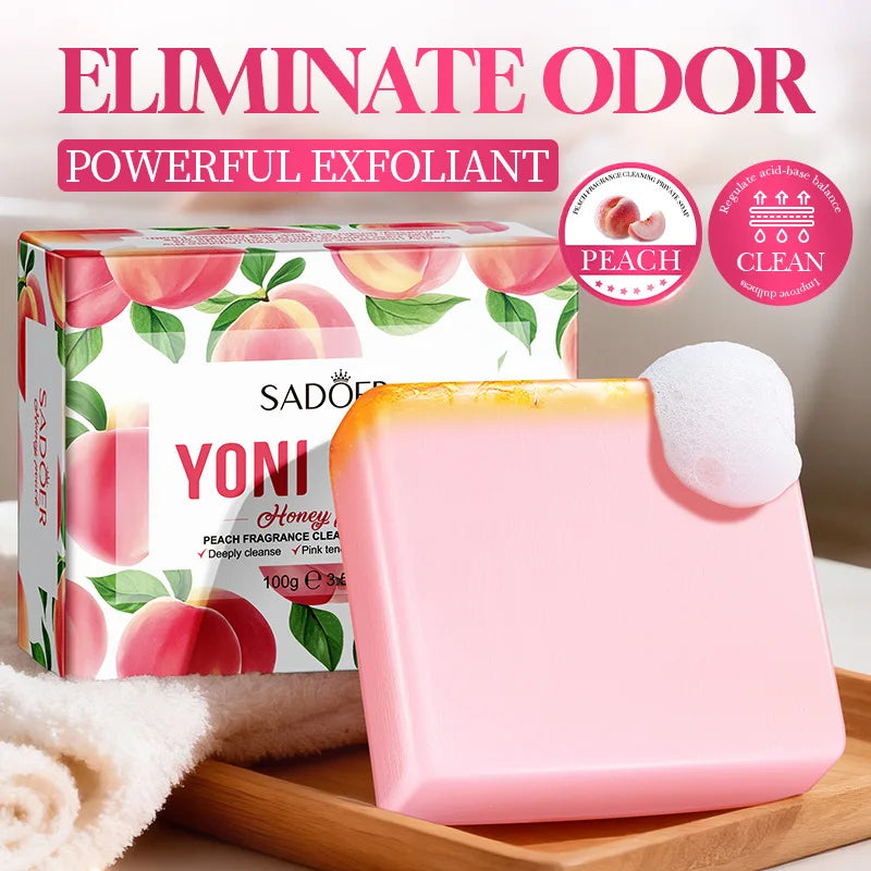 Peach Intimate Soap Includes foaming Net- Gentle Cleansing & Freshness, PH-Balanced Formula for Sensitive Skin, Nourishing Mild