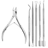 1/3/5/6Pcs Nail Professional Stainless Steel Nail Cutter Scissor Nippers Cuticle Pusher Remover Nail Care Manicure Tools Kits