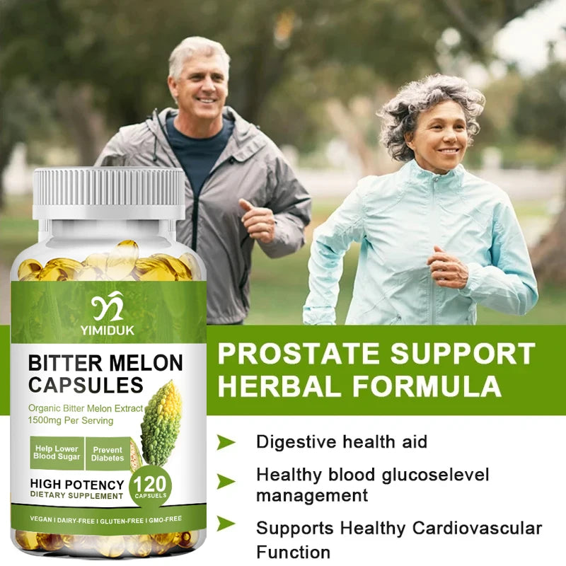 Pure Bitter Melon Capsules, with Ginseng & Chromium, Support Pancreatic Health, Glycemic Stability, Daily Energy & Vitality