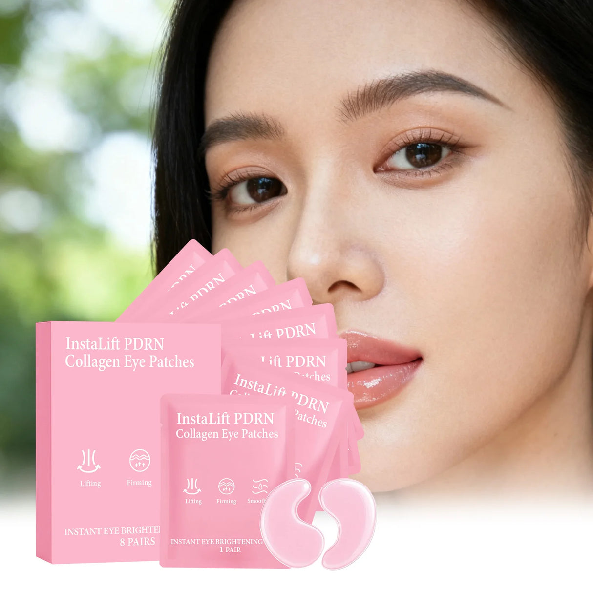 Instalift PDRN Collagen Eye Patches Anti Dark Circles Eye Bags Anti Wrinkles Hydrogel Under Eye Mask with Niacinamide & Caffeine