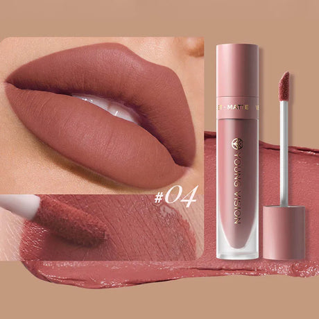 DUNUF 8-Color Matte Velvet Smooth Easy-to-Apply Square Tube Lip Gloss Waterproof Three-Dimensional Plumping Lipstick