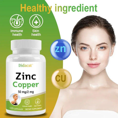 Zinc + Copper Capsules - Support Healthy Skin and Immune System, Increase Vitality, Skin Care
