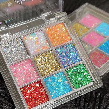 9Color Glitter Eyeshadow Palette Pearly Eyeshadow Palette Makeup Korean Charming Eye Glitter Palette Shiny Eye Shadow Pigments