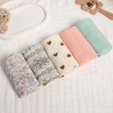 3/5Pcs 6-Layer Pure Cotton Baby Cotton Washcloth Soft Gauze Cotton Newborn Burp Cloth Absorbent Baby Towels Square Towels
