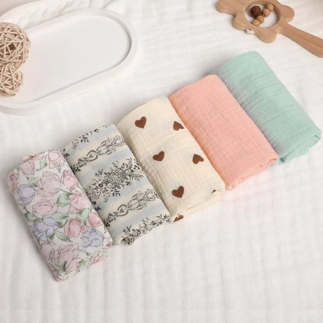 3/5Pcs 6-Layer Pure Cotton Baby Cotton Washcloth Soft Gauze Cotton Newborn Burp Cloth Absorbent Baby Towels Square Towels