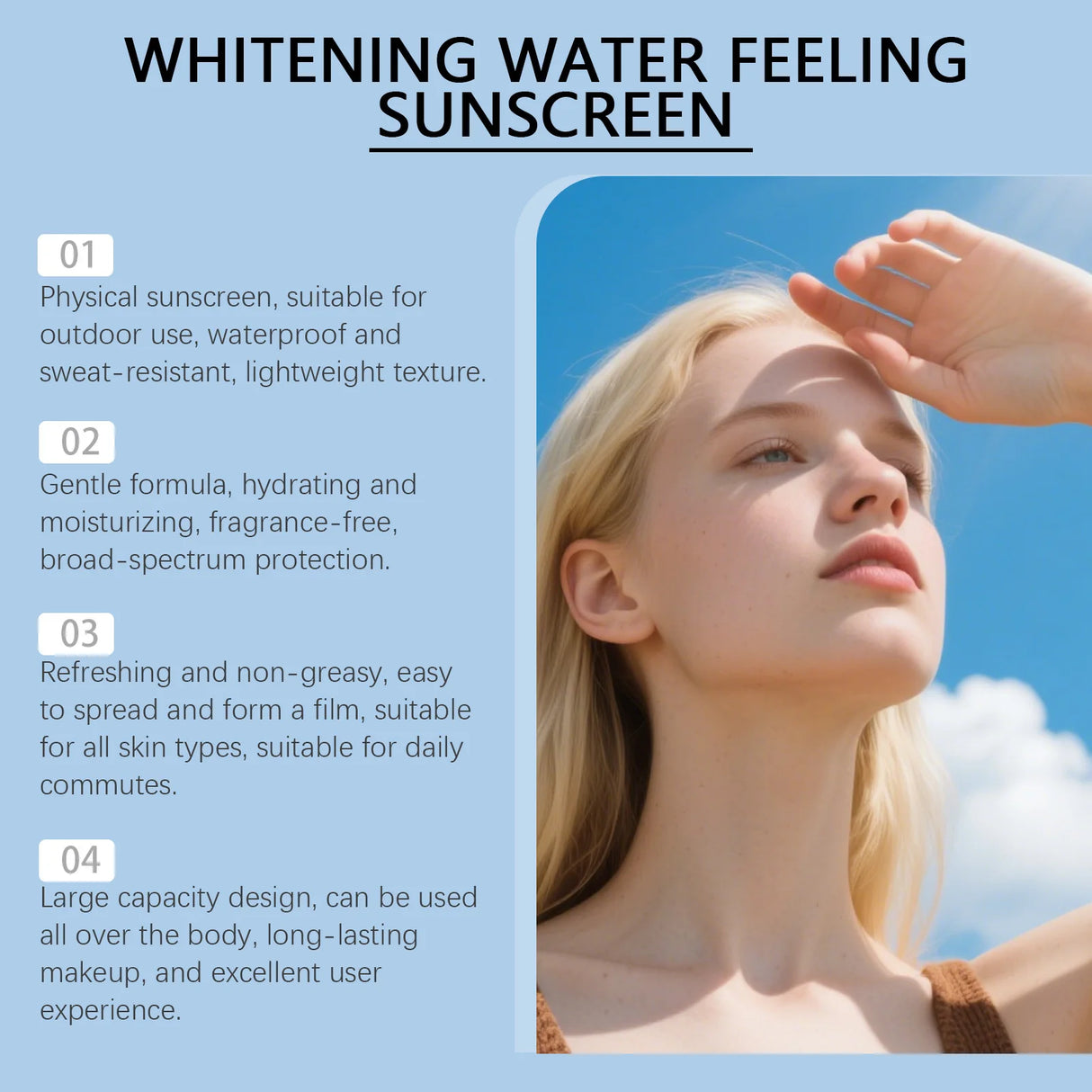 Whitening Sunscreen Spray SPF50+ Lasting Anti UV Lightweight Refreshing Clear Waterproof Water Feeling Hydrating Sun Care Mist