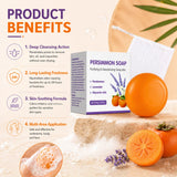Persimmon Soap Bar for Body Odor Control, Japanese Persimmon & Lavender Extract for Unisex, Purifying & Deodorizing Soap, 100g