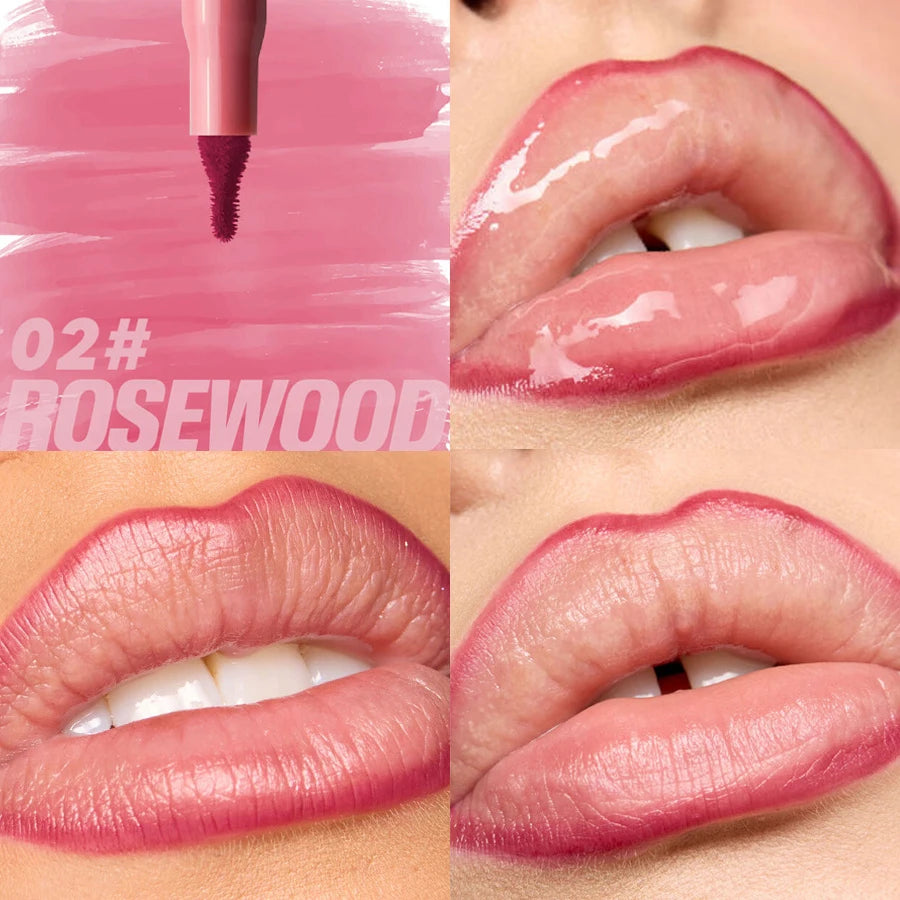 Plush Lip Brush Head Cherry Red Lip Liner Lip Contour Tint Lipstick Pencil Waterproof Velvet Brown Matte Lipliner Pencil Makeup