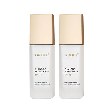 GROEI Changing Foundation SPF 15 - 30ml Adaptive Color Makeup, Auto-Match Your Skin Tone, Lightweight Cover Blemishes & Redness