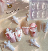 1Pcs Cake Cream Lace Heart Silicone Nail Mold Sweet Y2K Nail Art Decorations Template DIY Design Transparent Manicure Stencils 1