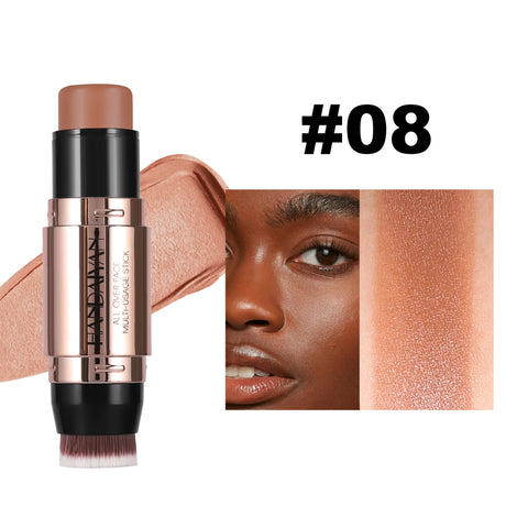 Double Head Highlighter Stick Contour Stick Waterproof Natural Silky Smooth Face Contouring for Nose Shadow With Makeup Brushes