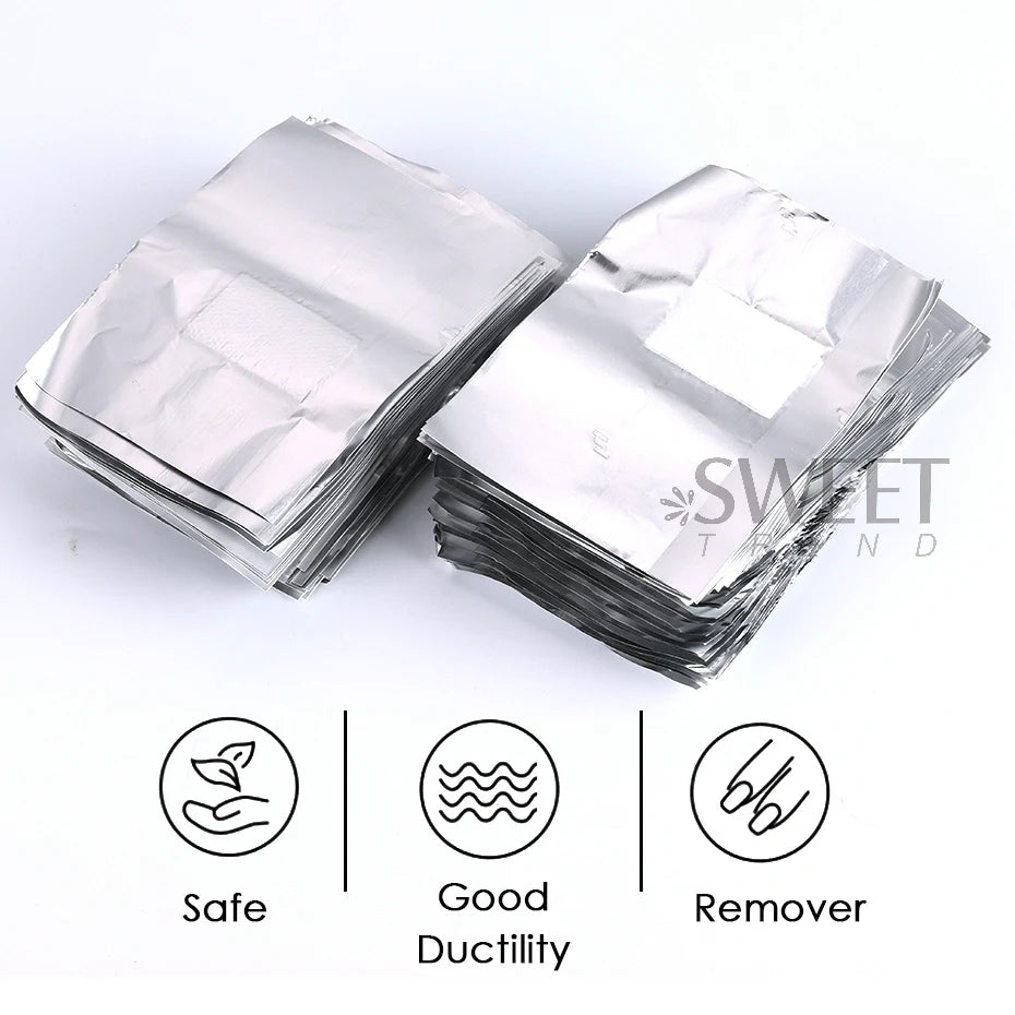 50/100pcs Immersion Remover Aluminum Foils For Nails With Cotton Pad Polish Removal Cleaning Wraps Manicure Care Tools Supplies