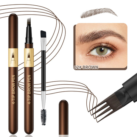 Four-Pronged Eyebrow Pencil, Four-End, Long-Lasting, Non-Smudged, Water-Resistant, Anti-Smudged Eyebrow Pencil
