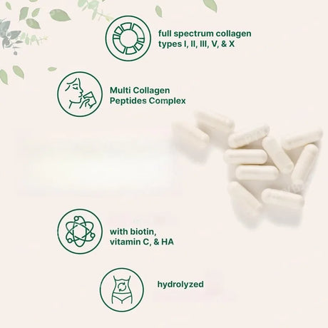 Multi Collagen Pills 240 Capsules | Type I II III V X | Hydrolyzed Protein Peptides with Biotin Hyaluronic Acid & Vitamin C