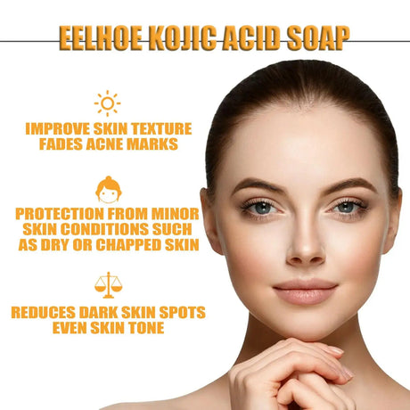 EELHOE Kojic Acid Soap Cleaning Even Skin Skin Brightener Oil Control Nourishing Hydration Skin Care Natural Turmeric Soap 100g