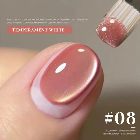 MN 1-20pcs 12ML Pink Gold Cat Eye Ocean Bubble Glass Beads Cat Eye Gel Nail Polish Blue Nails UV Light Nails Green Nails