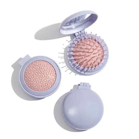 Hot Sale Pink Portable Mini Round Hair Comb Mirror Pocket Small Size Traveling Massage Folding Hair Comb for Baby Hair Brushes