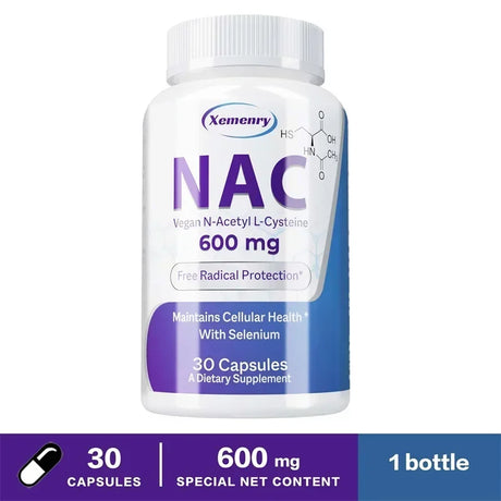 NAC Capsules 600mg - Support Skin Health, Antioxidant, Detox, Enhance Immunity - Non-GMO