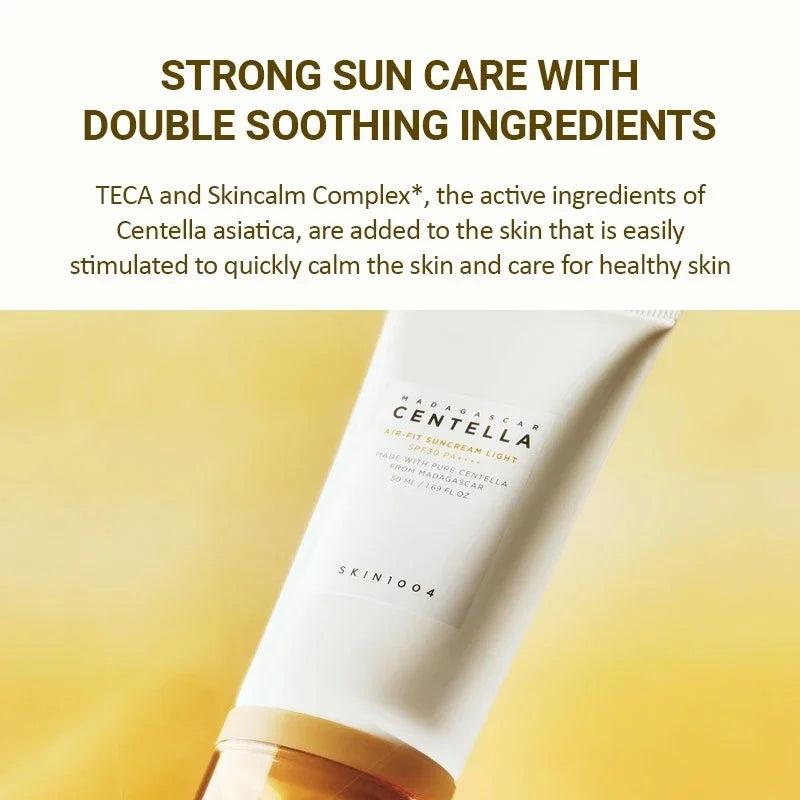 Korean Madagascar Centella Soothing Whitening Cream & Air-Fit Suncream Light SPF30 PA++++ Daily Sun Protection Skincare Products