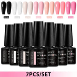 7pcs Gel Nail Polish Set HEMA Free Pink Red Glitter Semi Permanent Soak Off UV Gel Varnish Nail Art Decoration Nail Supplies DIY