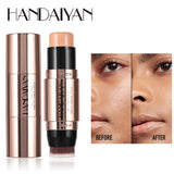 Double Head Highlighter Stick Contour Stick Waterproof Natural Silky Smooth Face Contouring for Nose Shadow With Makeup Brushes