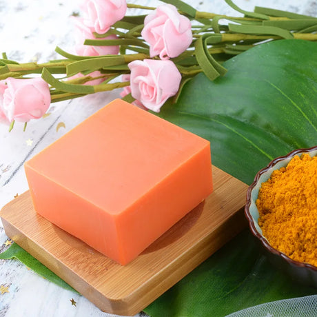 Turmeric Soap with Plant Essential Oils, Handmade Cleansing Bar for Face & Body, Ginger-Infused Traditional Formula
