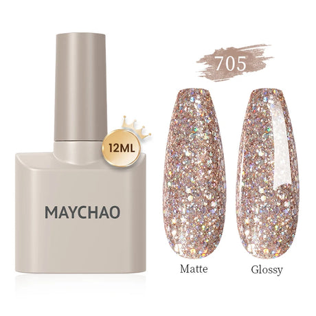 MAYCHAO Gel Nail Polish 12ML Full Coverage Base Top Coat Soak Off Gel Polish UV LED Gel Semi Permanent Varnishes Design Nail Art