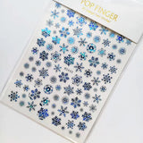 Sliver Bronzing 3D Christmas Nail Art Decoration Sticker Sparkly White Colorful Glitter Geometry Snowflake Winter Slider Foil