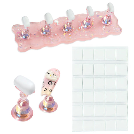 New 30Pcs PInk Green Nail Adhesive Glue Clay Reusable Tacky Gel,Use With Nail Art Practice Stand Manicure Tools Supplies
