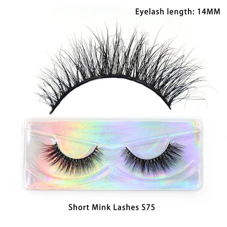 LEHUAMAO 12mm-15mm Short Natural 3D Mink Lashes Fluffy Wispy False Eyelashes 100% Cruelty Free Eyelash Extensio Face Makeup