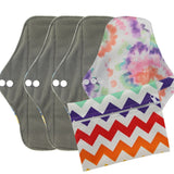 5pcs Set 4pcs Bamboo Reusable Sanitary Pads Washable Absorbent Cloth Menstrual Pads+1pc Bonus Free Mini Wet Bag