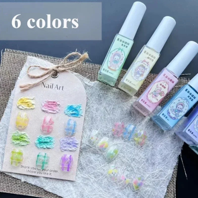 6ml Nail Art 6 Colors  Summer Ice Cream Nail Dye Solution Creative Nail Pattern DIY Design Dye Solution Women Nail Decoration