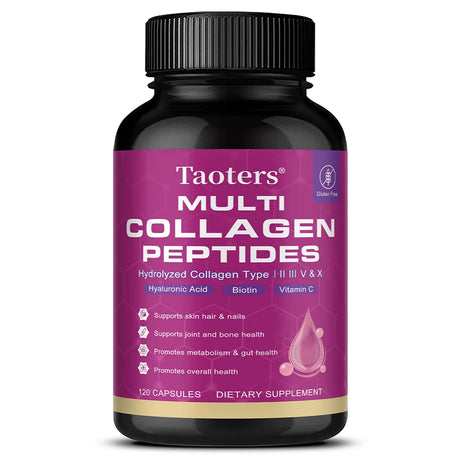 Multi Collagen Capsules, Type I/II/III/V/X Hydrolyzed Collagen Peptides, Support Skin Hair Nail, Joint & Gut Digestion Health