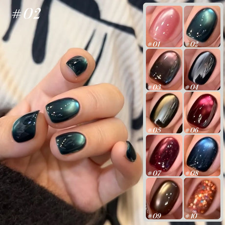 12ml 1-21pcs Brown Gold Cat Eye Gel Nail Polish Hot Selling Winter Whitening Magnet Gel Polish Gold Nails Nail Supplies Nail Art