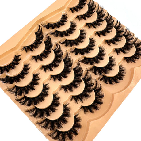 AMSDCN 14 Pairs 3D  Lashes Fluffy False Eyelashes Thick Volume Cat-Eye Faux Lashes Natural Long Wispy Lashes extension Pack