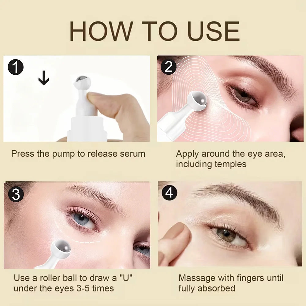Aihuf Bee Toxin Eye Cream 15ml Instant Moisturizing Anti-Aging Deeply Nourishing Smooth Dry Skin Bag under Eye Treatment Dark Ci