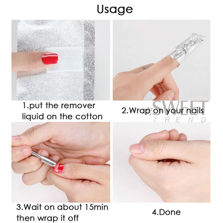 50/100pcs Immersion Remover Aluminum Foils For Nails With Cotton Pad Polish Removal Cleaning Wraps Manicure Care Tools Supplies