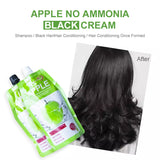 Natural 500ml*2/Pack Apple Hair Color Cream Ammonia Free100% Gray Hair Coverage Apple Hair Color Black Hair Dye Shampoo for Men