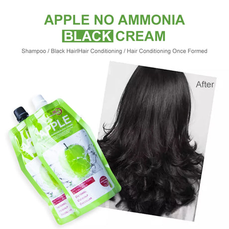 Natural 500ml*2/Pack Apple Hair Color Cream Ammonia Free100% Gray Hair Coverage Apple Hair Color Black Hair Dye Shampoo for Men