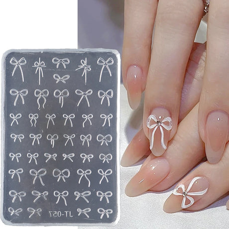 Elegant Bow Silicone Nail Art Molds Cute Bowknot Ribbon 3D Carving Template Gel Printing Stencils Kawaii Japanese Nail Accessory