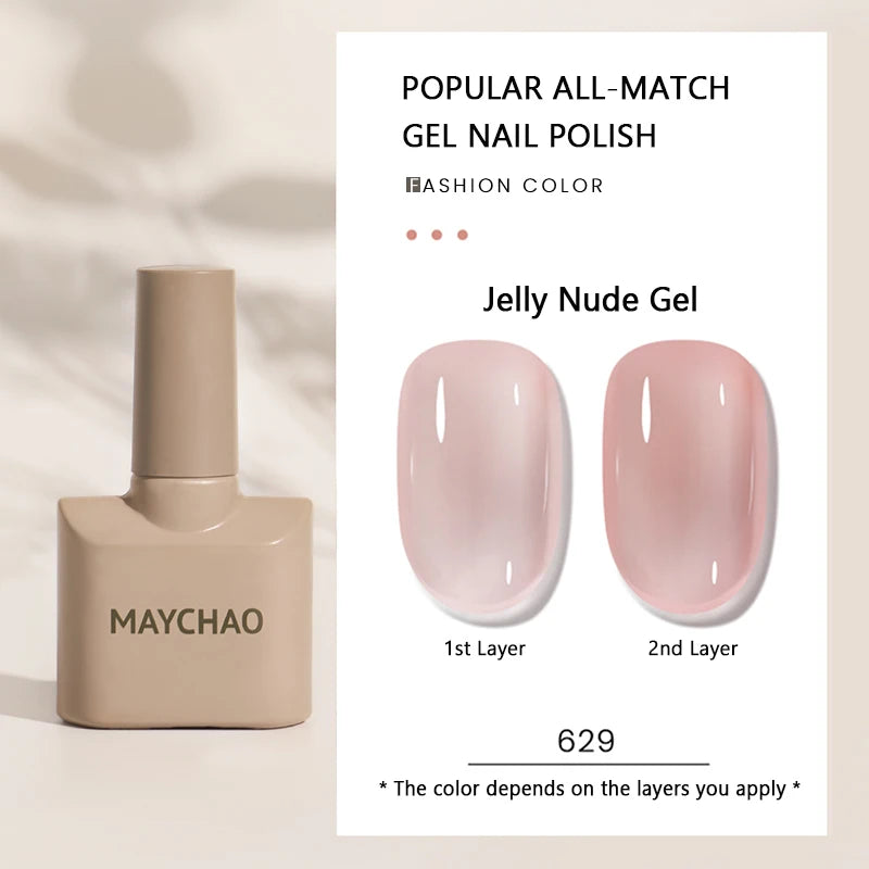 MAYCHAO Gel Nail Polish 12ML Full Coverage Base Top Coat Soak Off Gel Polish UV LED Gel Semi Permanent Varnishes Design Nail Art