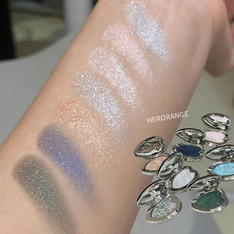 Pearlescent Lavender Eyeshadow Palette Facial Blusher Highlighter Brightening Glitter Heart-shaped Eye Shadow Makeup Cosmetics