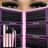 600pcs DIY Eyelash Clusters Kit - 60D 80D 100D 150D, 10-18mm Length Mix | Thick Natural Reusable False Lashes for Doll