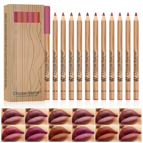 12 Matte Lip Liner Pencil Set Color Rendering Easy Makeup Waterproof Durable Lip Makeup Cosmetics Valentine's Day Gift