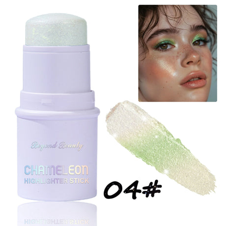 Chameleon Holographic Glitter Shimmer Highlighter Stick, Makeup for Face and Body, Color Changing Glitter Stick Under Light