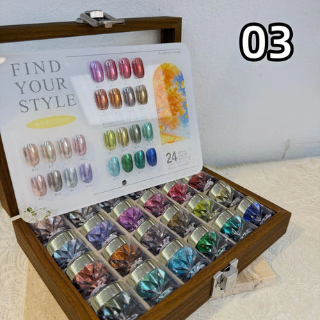High-End Nail Art Set, 24 Colors Moonlight Mirror Powder Kit, Ultra-Fine Glitter, Japanese Style, Perfect for All Occasions