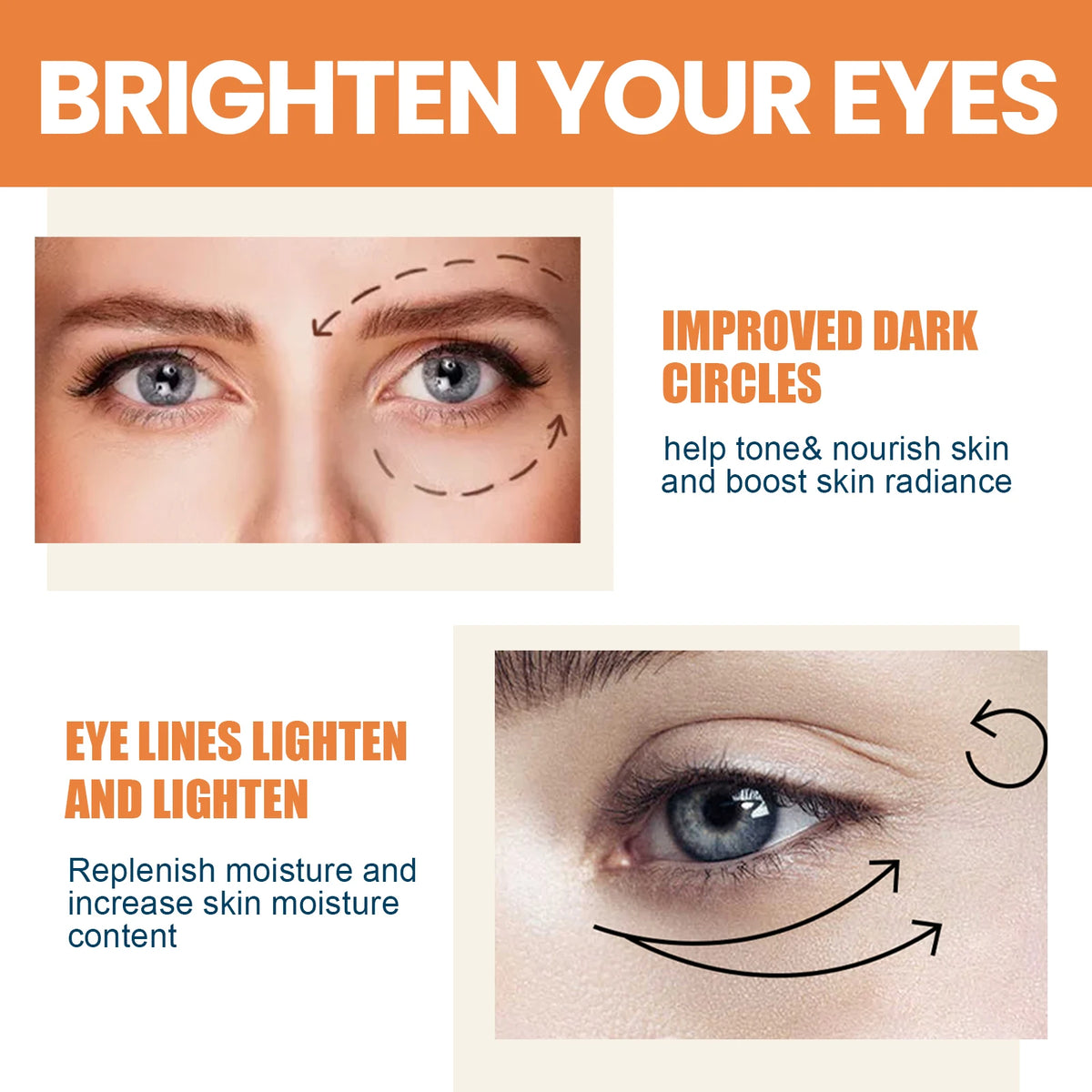 Vitamin C Eye Cream Nourishing Remove Dark Circles Fade Fine Lines Enhance Skin Elasticity Glowing Eye Skin Cream