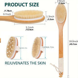 Body Dry Brush, Hard Shower Brush, Exfoliator, Male and Female Bath Tool, Used for Wet or Dry Brushing, Long Handle
